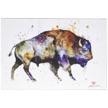 350x350 Watercolor Buffalo Canvas Plaque Basement Buffalo