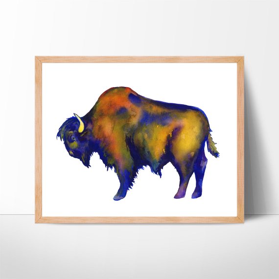 570x570 Buffalo Buffalo Watercolor Buffalo Print Watercolor Buffalo Etsy