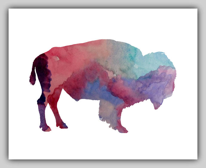 690x564 Bison, Buffalo, Watercolor, Water Color, By Bittenbyermines On Zibbet