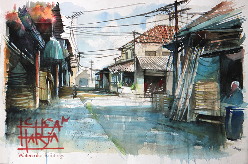 800x529 Building Ichsan Harja Watercolor Painting
