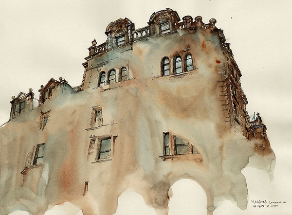 600x442 Liam Thinks! Dream Like Watercolor Paintings Of Dissolving Buildings