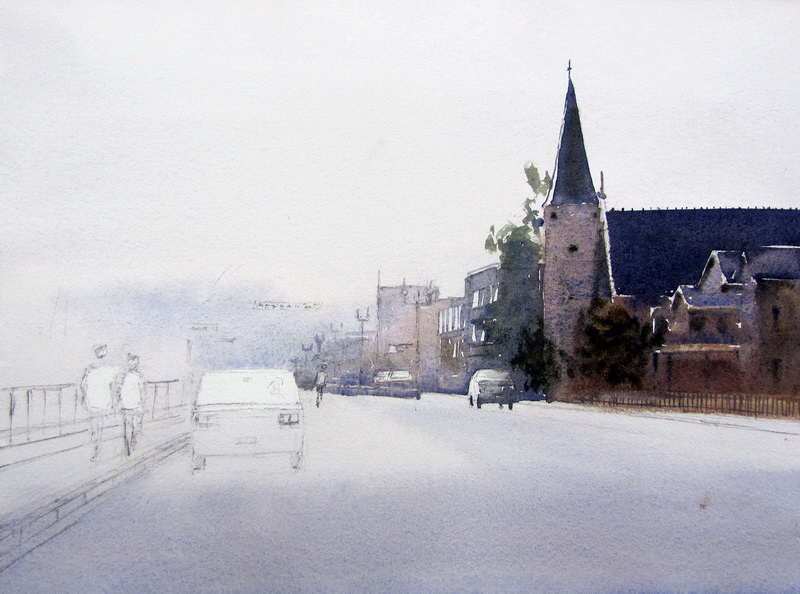 800x594 Wet Street Painting With Reflections