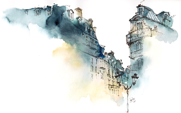 600x375 Dream Like Watercolor Paintings Of Dissolving Buildings