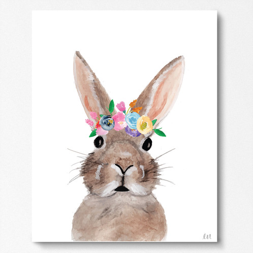 498x498 Floral Watercolor Bunny Print