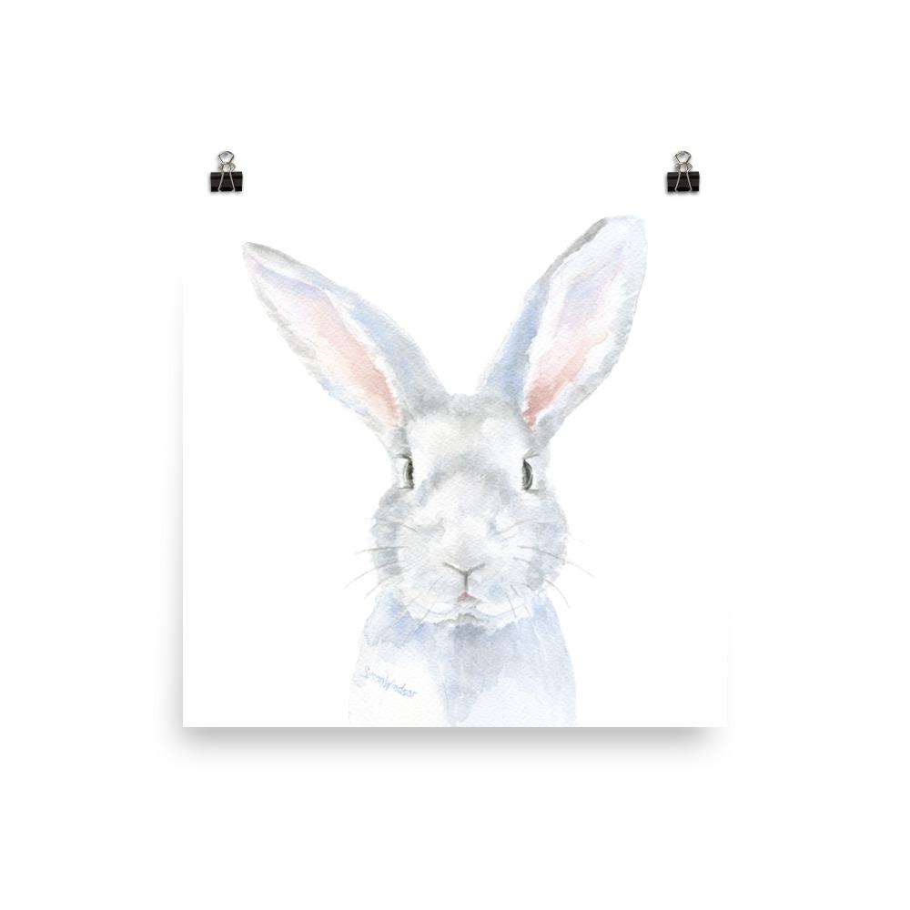 1000x1000 Gray Bunny Rabbit Face Watercolor Susan Windsor