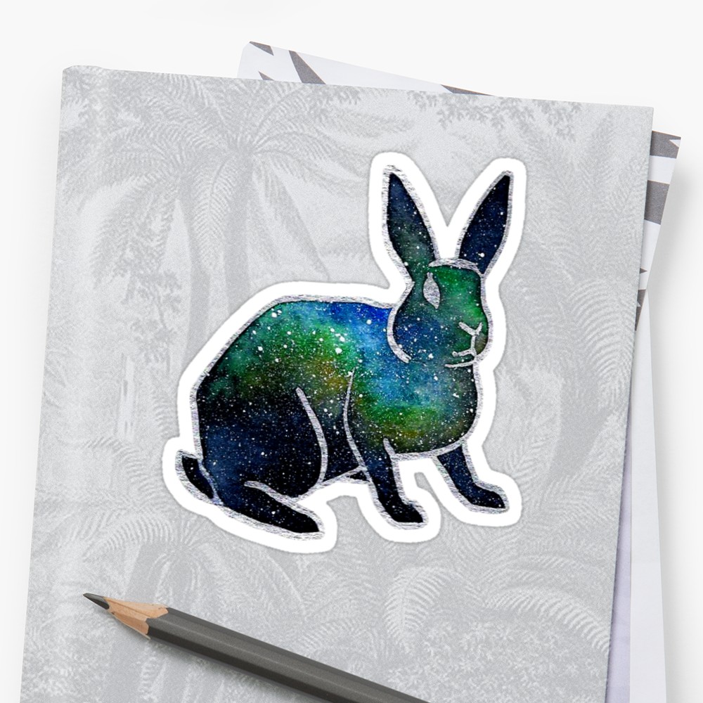 1000x1000 Nebula Watercolor Bunny Rabbit Stickers By Brandy Sinclair
