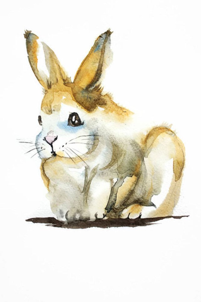 642x963 Original Watercolor Bunny Easter Rabbit Painting Hare Art Etsy