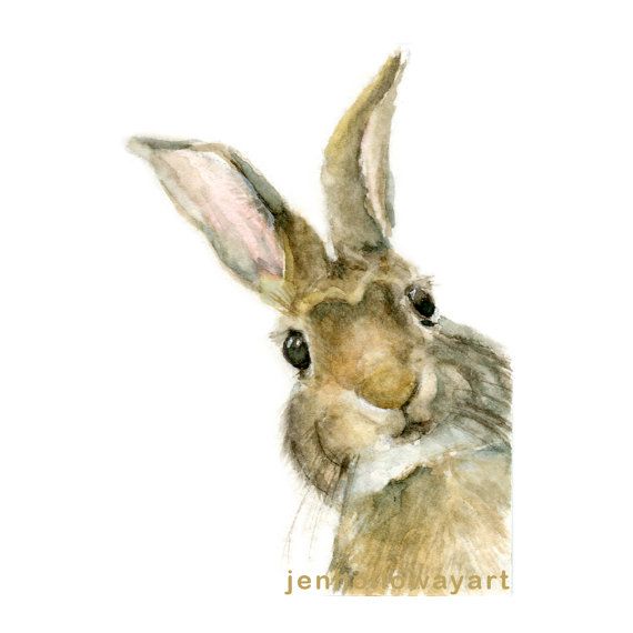570x570 Watercolor Rabbit, Rabbit Print, Pooka Print, Jackrabbit Print