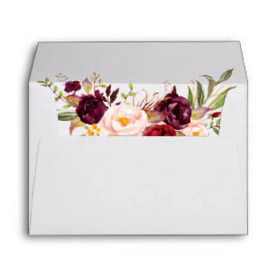 307x307 Burgundy Watercolor Floral Envelopes Zazzle