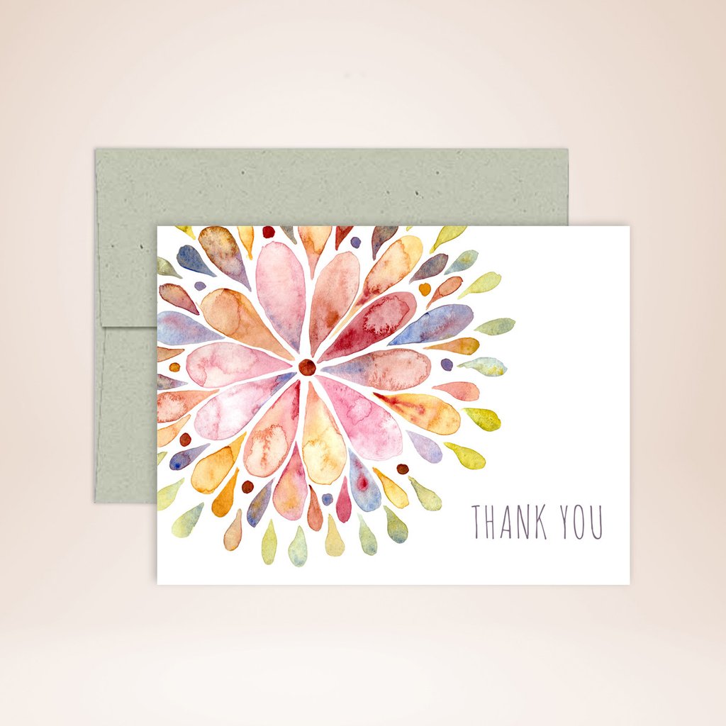 1024x1024 Watercolor Flower Burst Thank You Card Palmer Street Press