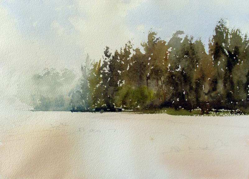 800x574 How To Paint A Mass Of Trees And Shrubs On A River Bank.