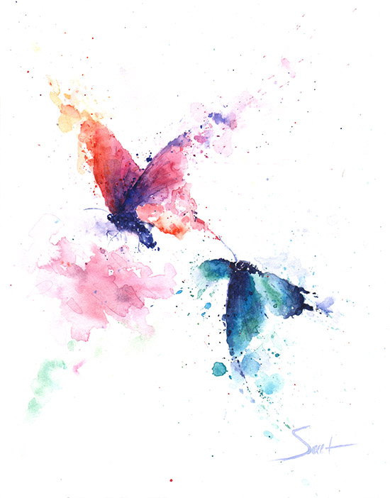 550x702 Butterflies Watercolor Print Watercolor Animal Paintings