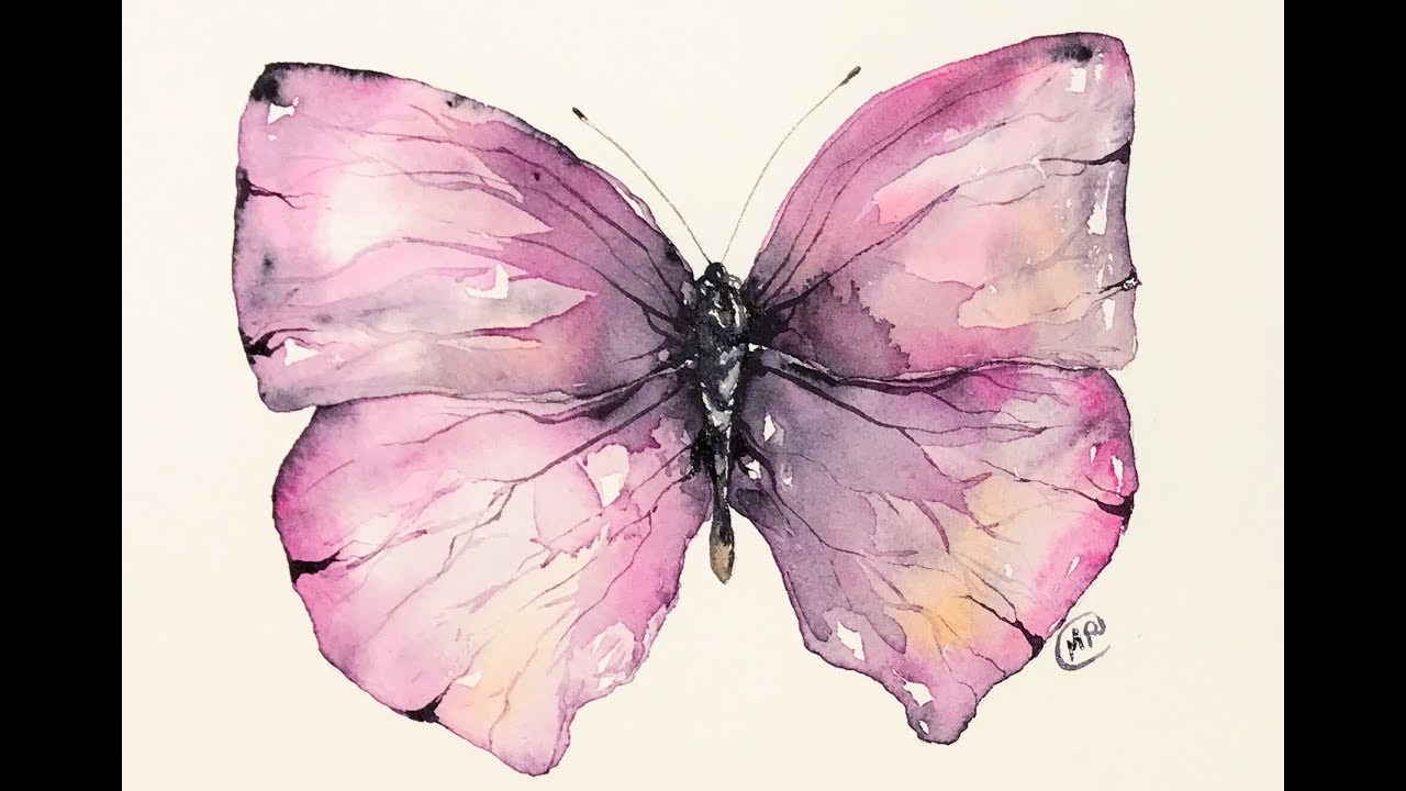 1280x720 Watercolor Layers Painting Butterfly Tutorial