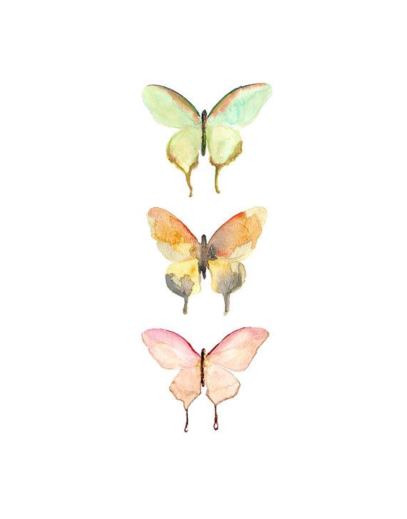 570x726 Nursery Art Print. Pastel Watercolor Butterfly. Modern Nature Art