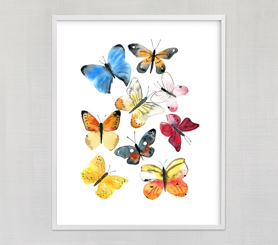 558x492 Watercolor Butterflies Wall Art By Pottery Barn Kids