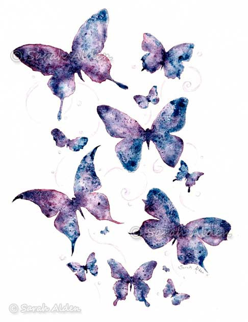 486x630 Watercolor Butterfly Art, Purple Butterfly Print, Butterflies