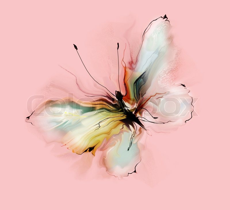 800x732 Amazing Watercolor Butterfly. Watercolor Art. Stock Photo