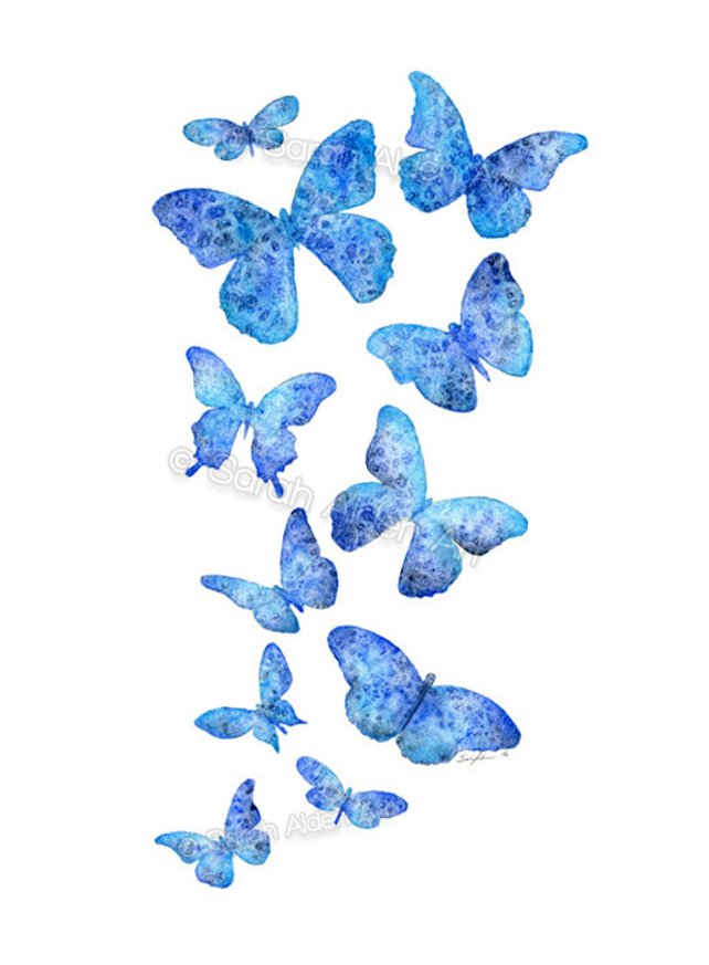 642x873 Blue Butterfly Art Print Watercolor Butterflies Painting Etsy