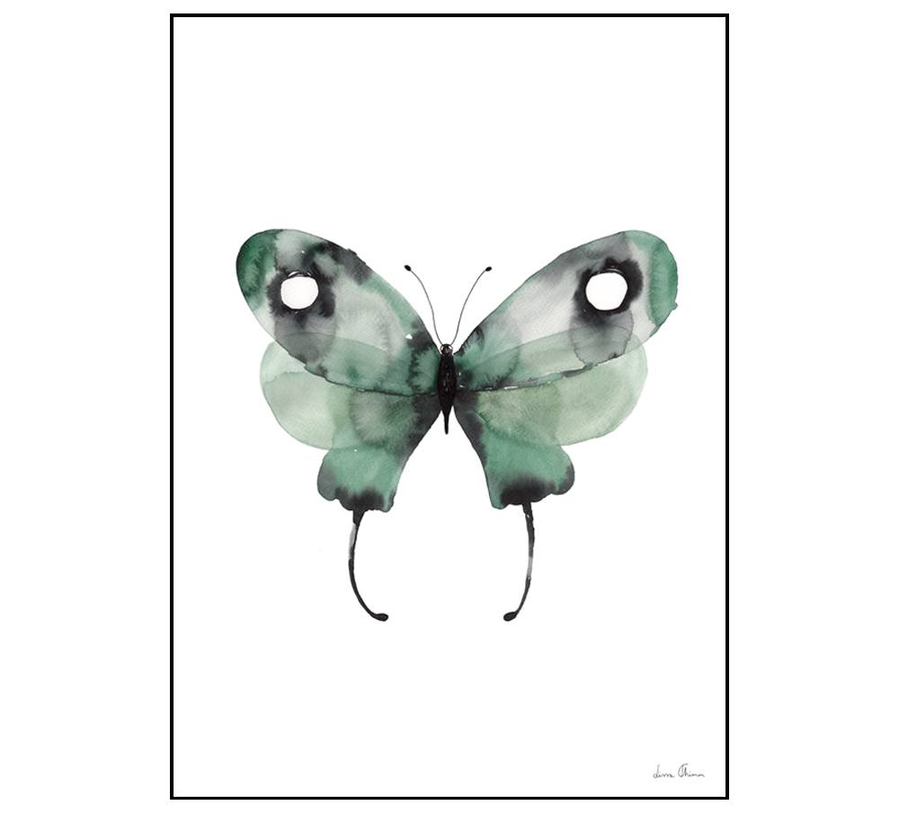 1000x906 Shop Green Watercolor Butterfly Poster On Crowdyhouse