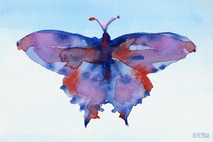 900x600 Butterfly Blue And Red Watercolor Painting Painting By Beverly