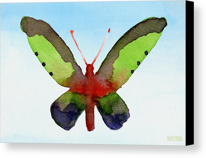 661x507 Butterfly Purple And Green Watercolor Art Print Canvas Print