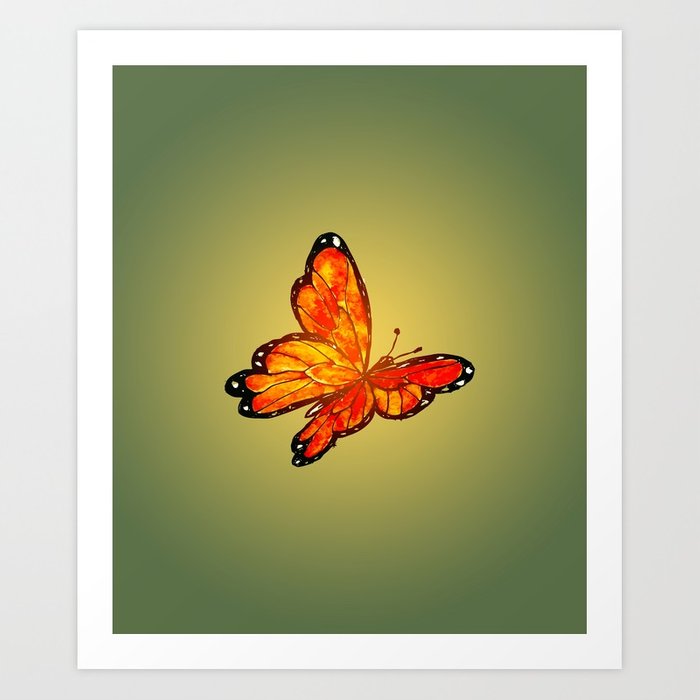 700x700 Orange Watercolor Butterfly Design Art Print By Annartshock Society6