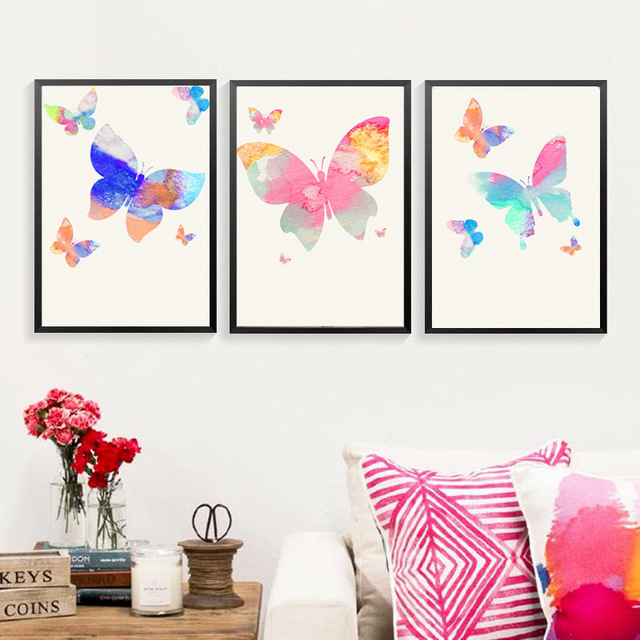 640x640 Watercolor Butterfly Canvas Paintings Colorful Posters Prints