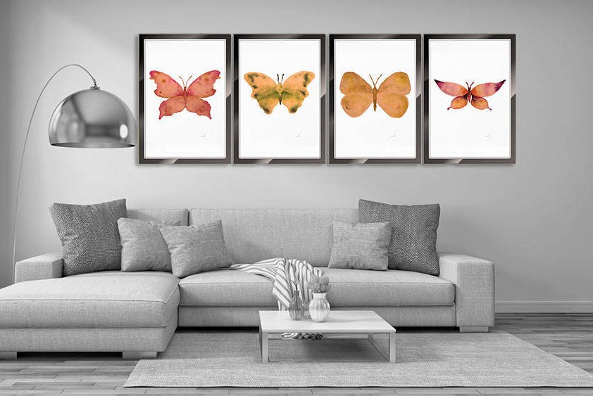 842x563 Watercolor Butterfly Set Of 4 Prints Insect Print Insect Art