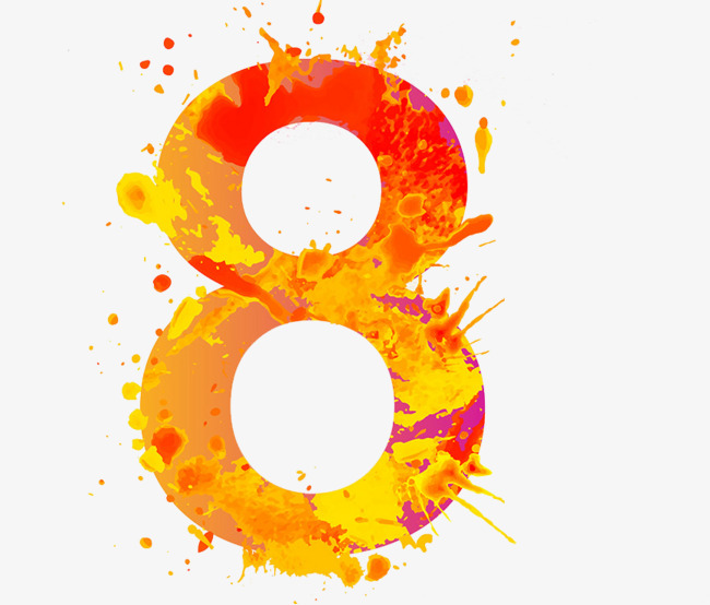 650x554 Watercolor Number 8, Watercolor Clipart, Number Clipart, Yellow