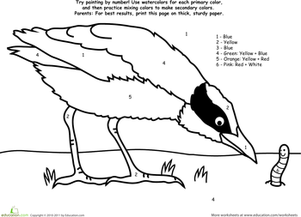 301x217 Watercolor Paint By Number Bird Worksheet