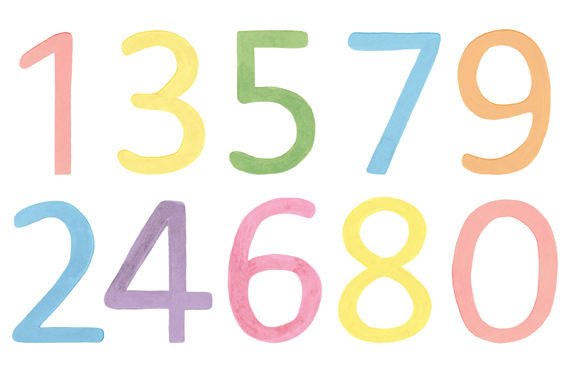 570x374 Watercolor Number Clipart Etsy