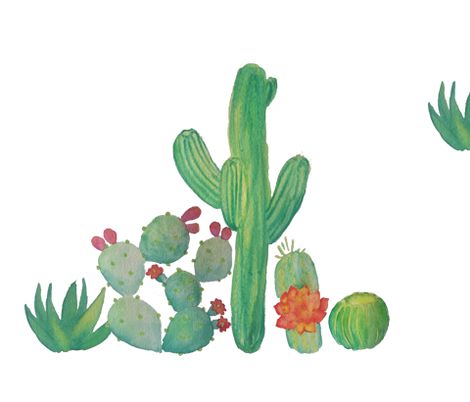 470x402 Watercolor Cacti Wallpaper