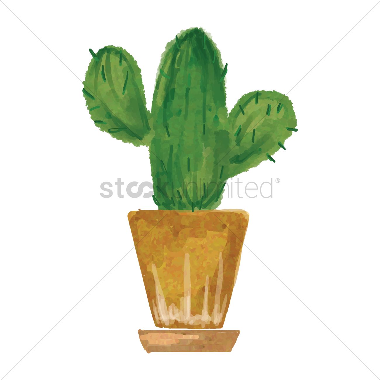 1300x1300 Watercolor Cactus Vector Image