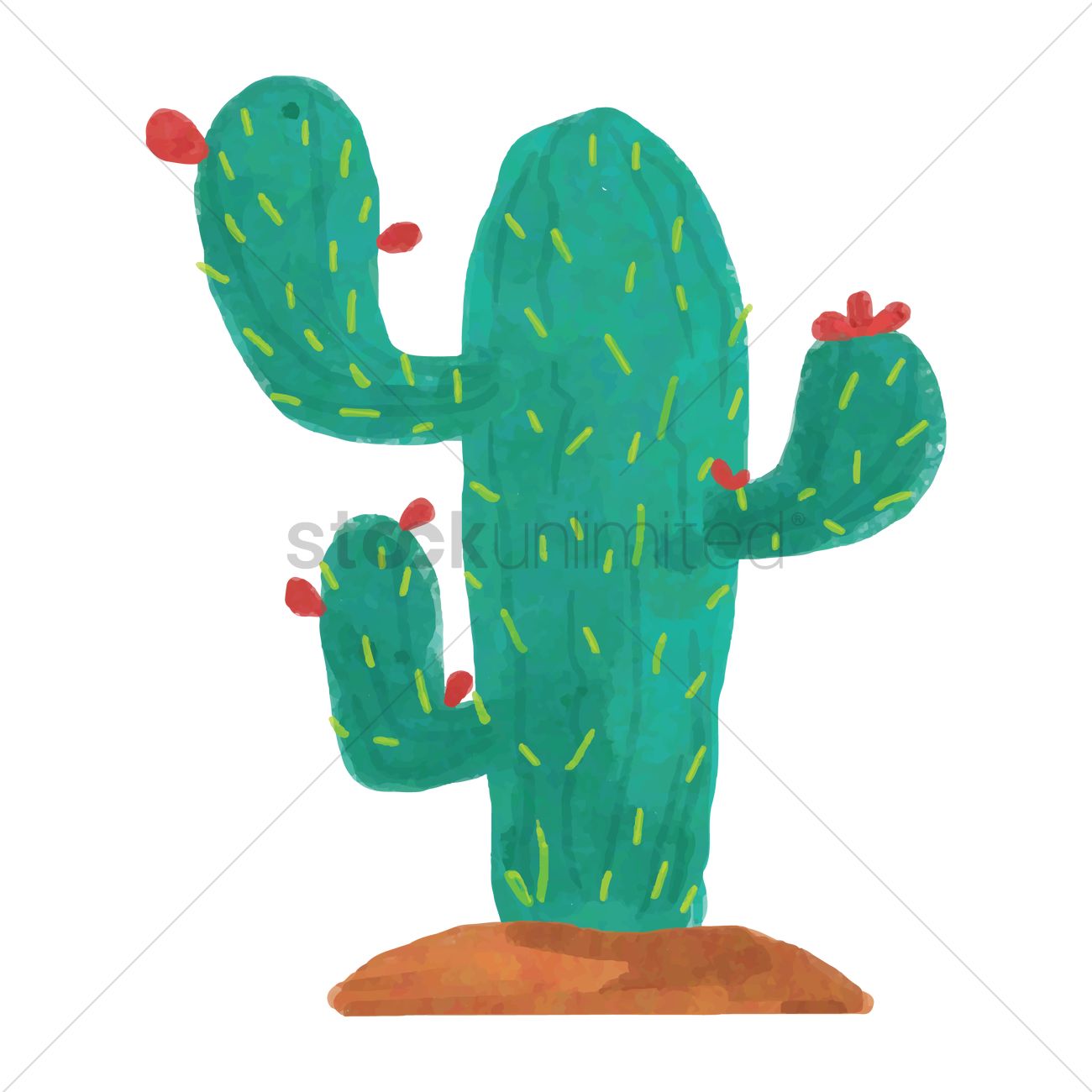 1300x1300 Watercolor Cactus Vector Image