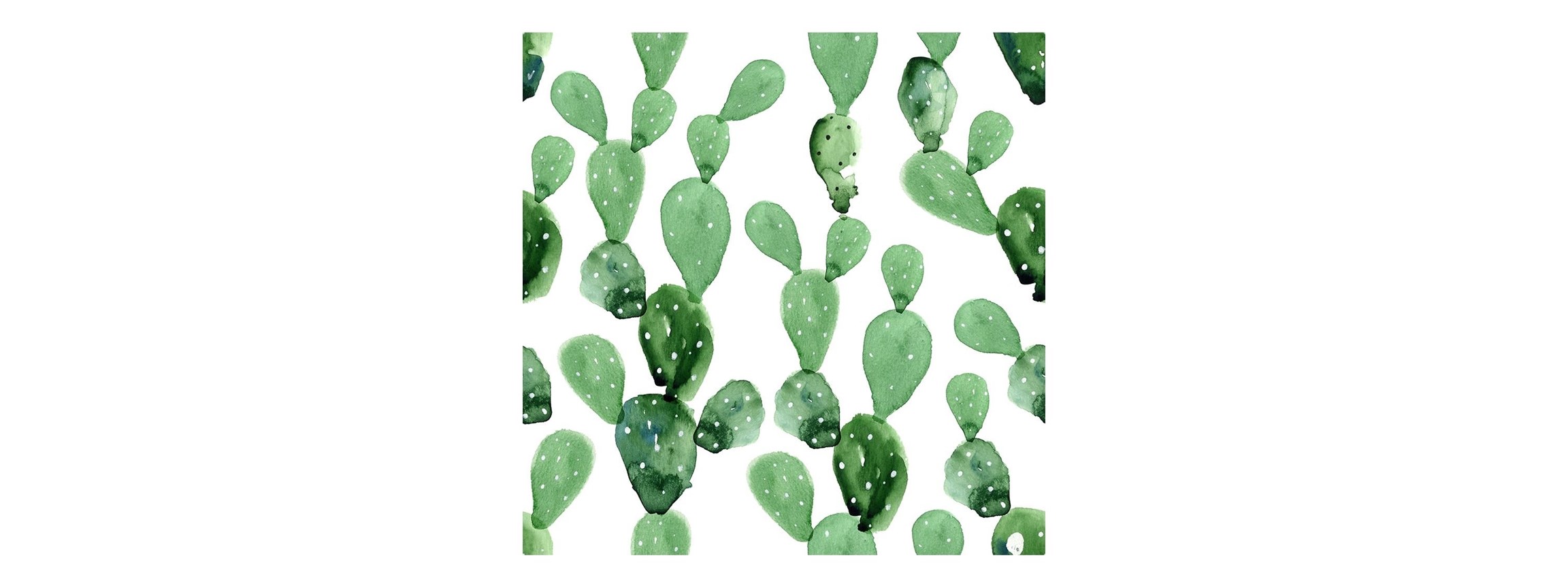 2304x864 Watercolor Cactus Wallpaper, Contemporary Wall Paper Desktop