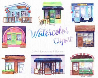 340x270 Cafe Watercolor Etsy