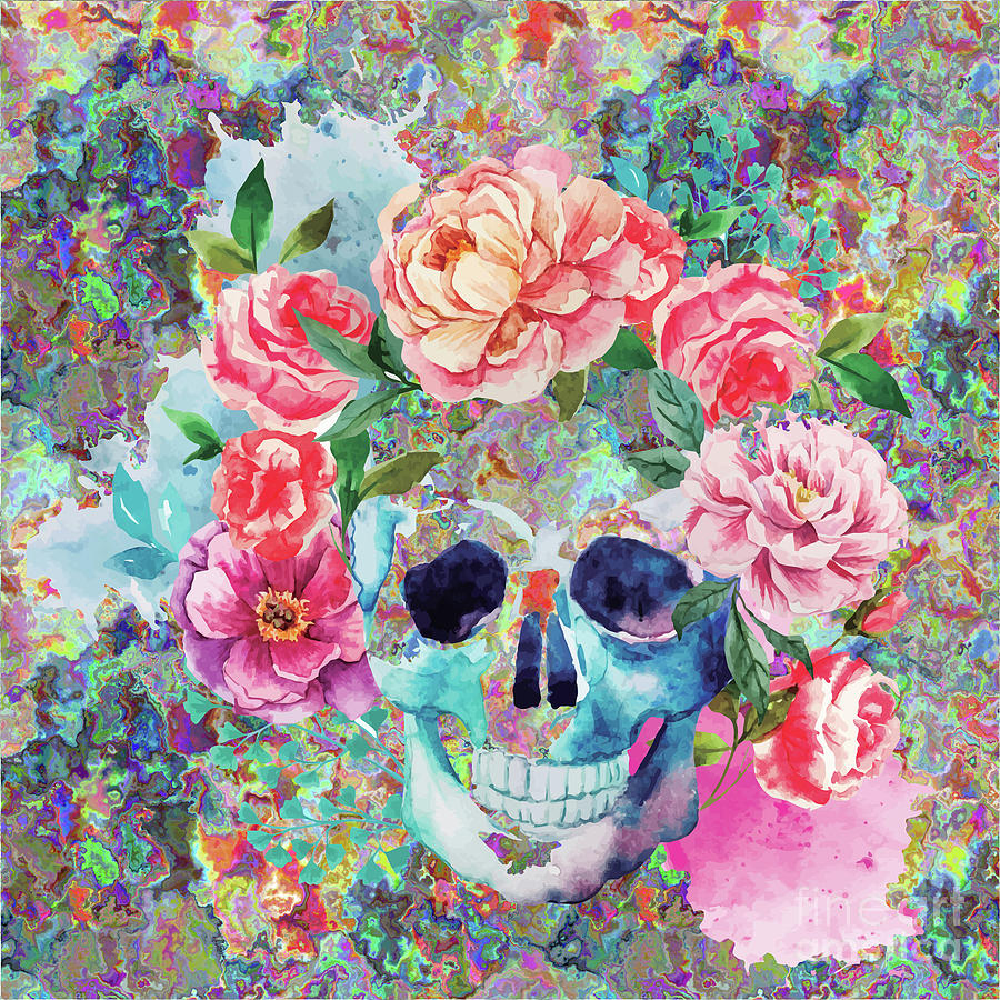 900x900 Day Of The Dead Watercolor Digital Art By Digital Art Cafe