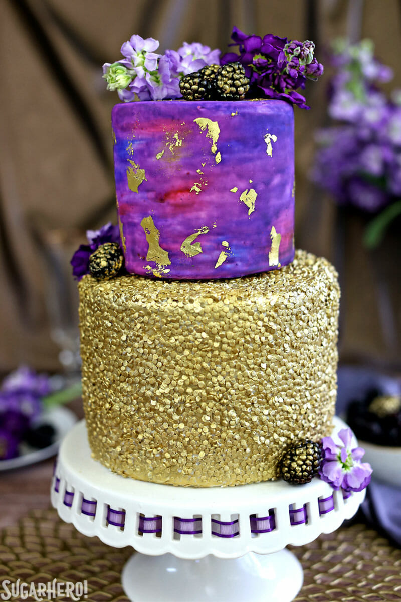 800x1200 Gold Sequin Watercolor Cake