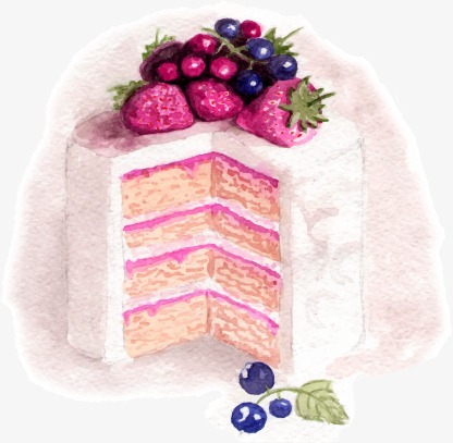416x407 Hand Painted Watercolor Cake, Watercolor Clipart, Cake Clipart