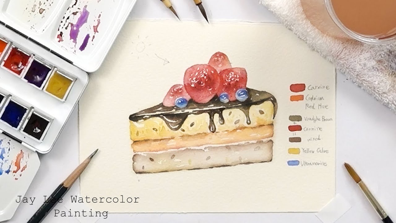 1280x720 How To Paint A Piece Of Cake In Watercolor