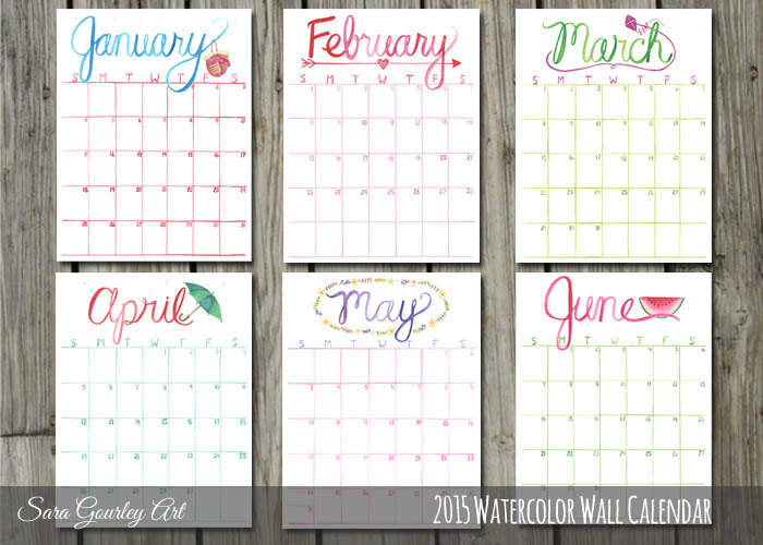 700x500 2015 Watercolor Calendar Sara Gourley