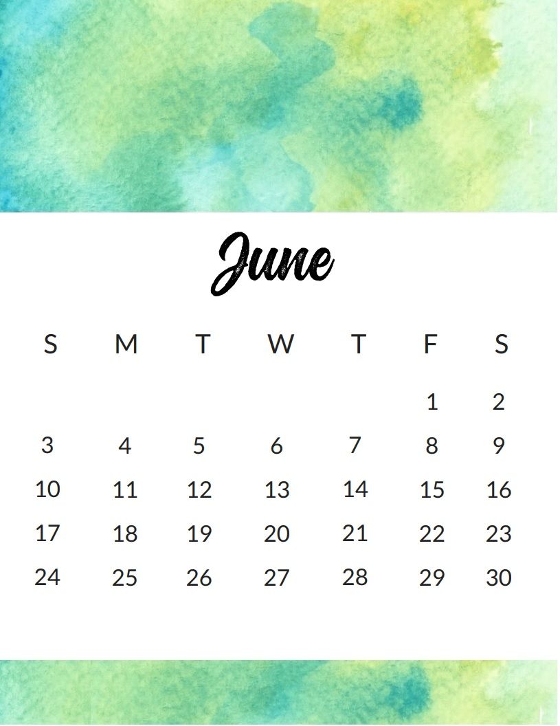 815x1056 June 2018 Printable Watercolor Calendar Maxcalendars