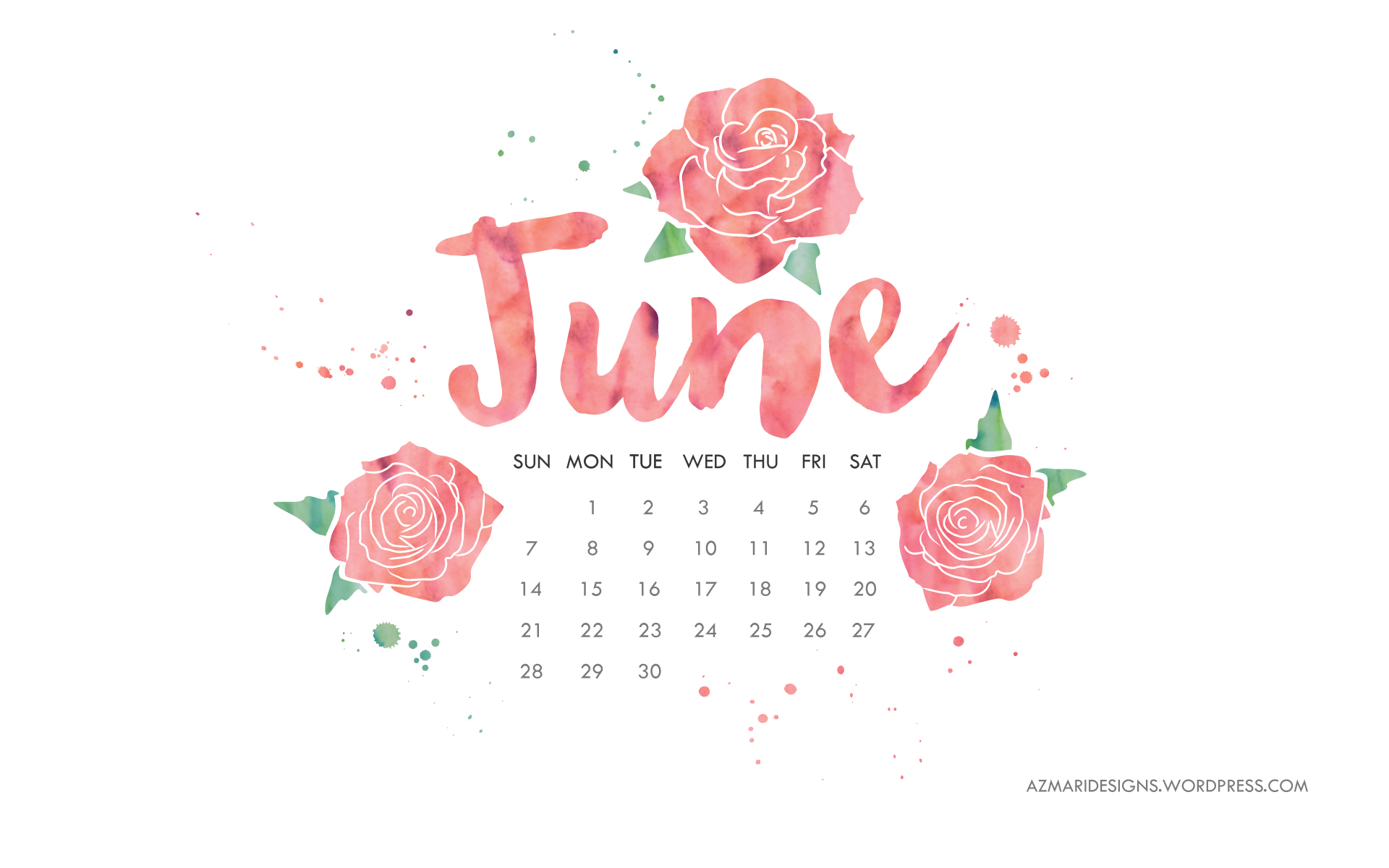 1920x1200 June 2015 Desktop Wallpaper Calendar Azmari Designs