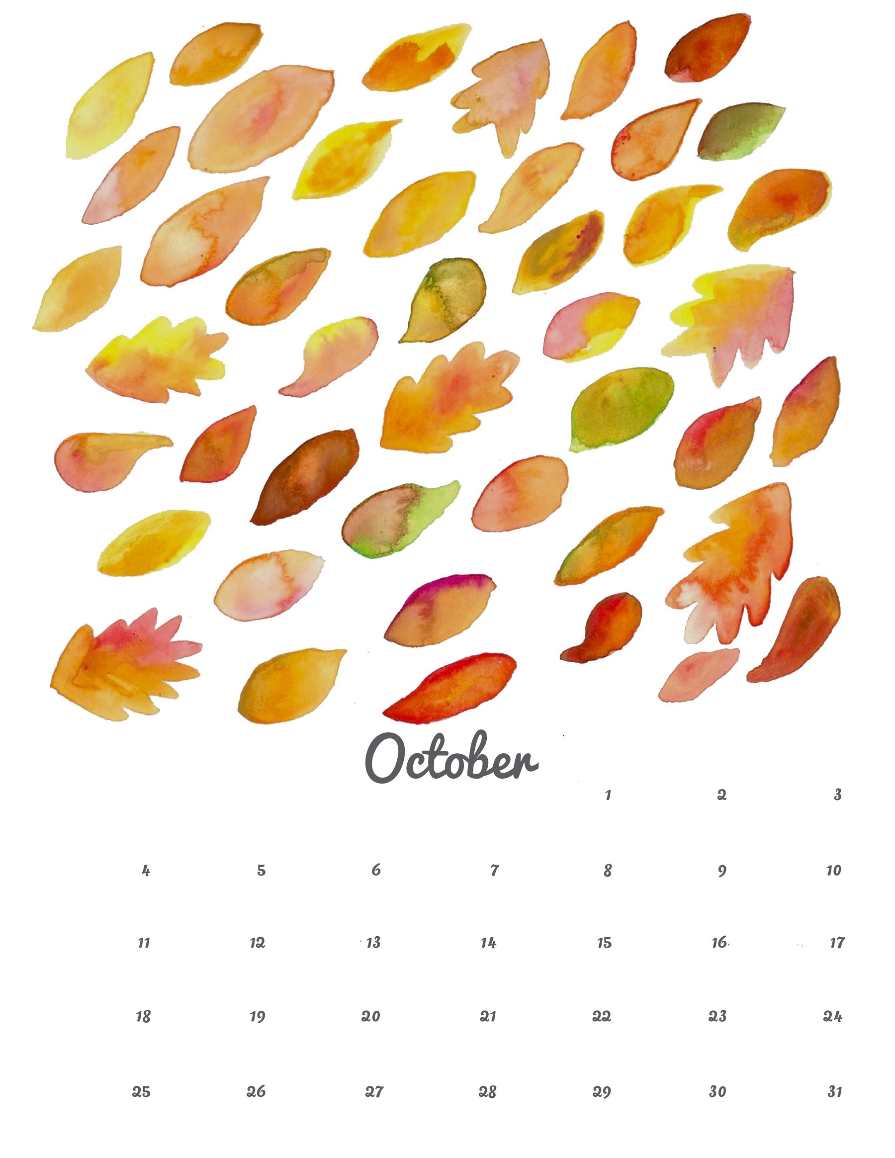1800x2329 October Printable Calendar And Wallpaper
