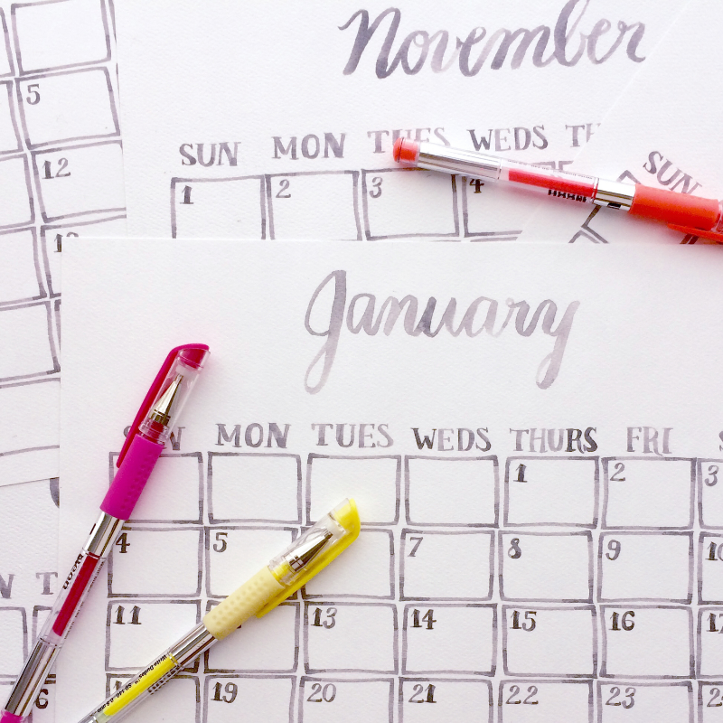 800x800 2015 Printable Watercolor Calendar Watercolor, Rose