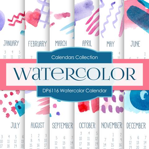 480x480 Watercolor Calendar Digital Paper Dp6116 Digital Paper Shop