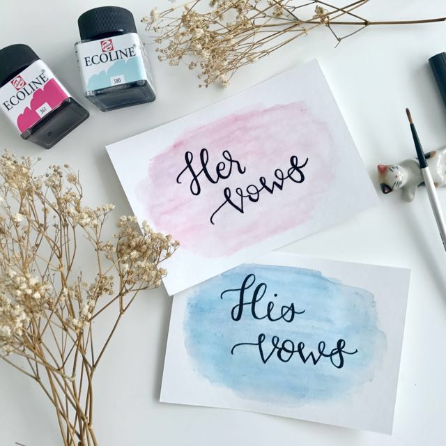 640x640 Watercolor Calligraphy Vow Cards V2, Design Amp Craft, Art Amp Prints
