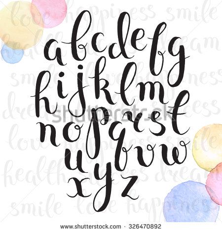 450x470 Handmade Letters. Handwritten Alphabet With Watercolor Spots On