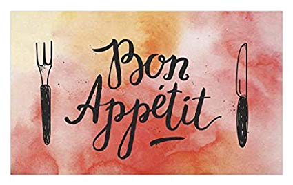 425x269 Lunarable Bon Appetit Doormat, Watercolor Background