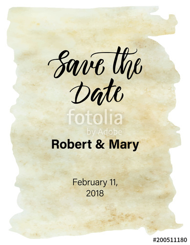 389x500 Save The Date Card With Modern Calligraphy And Watercolor